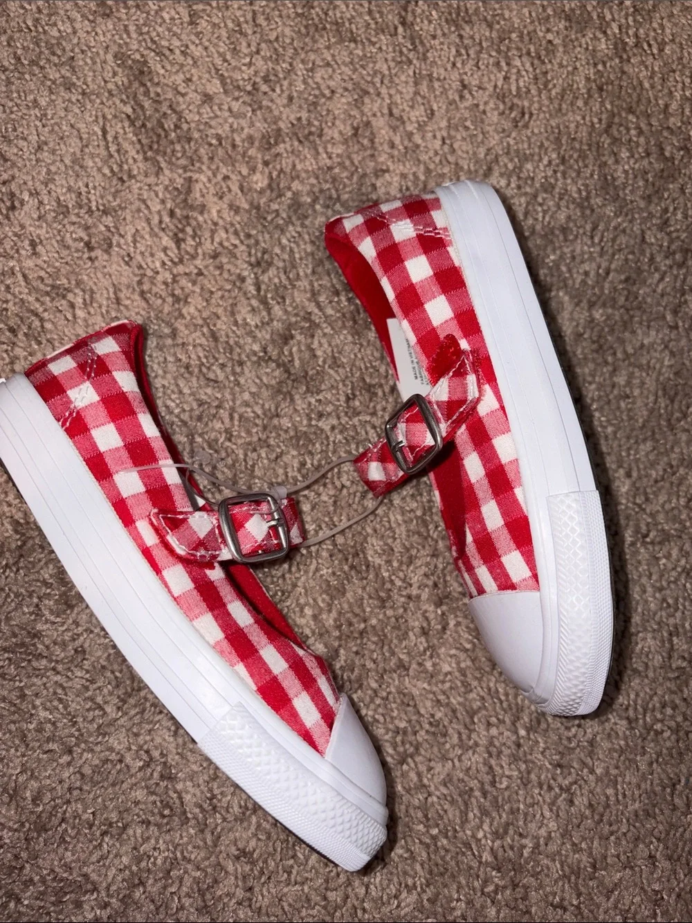 Converse Kids Red Gingham Mary Jane Sneakers with White Toe NWOT